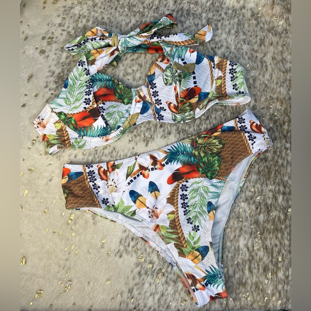 5 for $25🔥Colorful Tropical Print Bikini Set Large